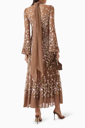 فستان سهرة سيلفيا بنقشة ورود