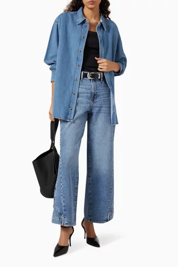 قميص بقصة فضفاضة دينم