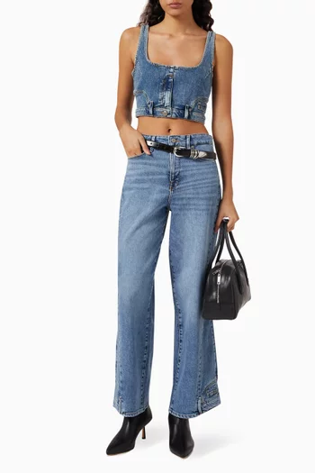 بلوزة قصيرة بتصميم مبتكر دينم