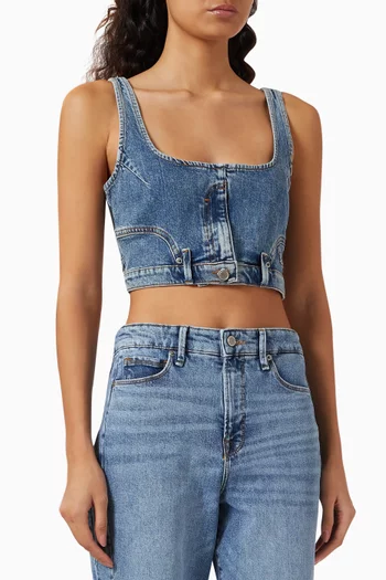 بلوزة قصيرة بتصميم مبتكر دينم