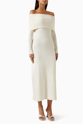 فستان سابرينا بأكتاف مكشوفة مزيج فيسكوز