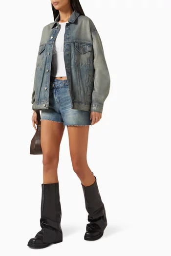 جاكيت بقصة فضفاضة دينم لامع