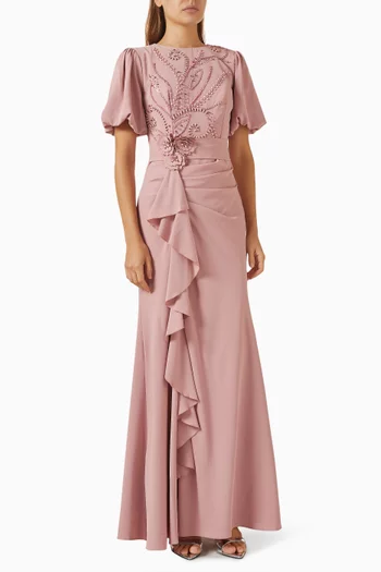 فستان بكشكش مطرز