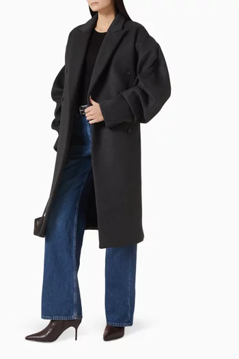 Pleated Sleeve Coat in Wool