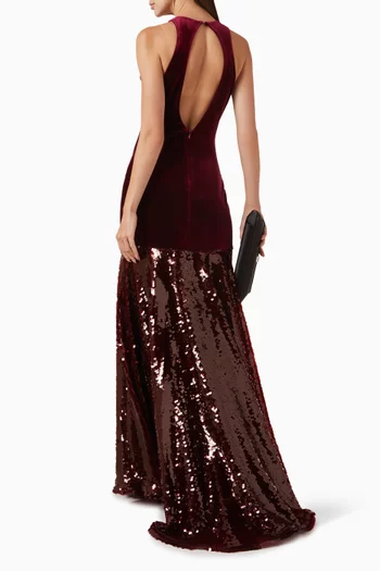 Sequin-embellished Gown in Velvet