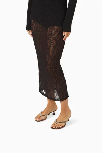 حذاء جيجي مفتوح من الخلف بنمط ثونغ وكعب 45 مم شمواه منقوش