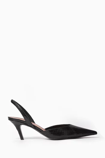 Sofia 60 Slingback Pumps in Snake-embossed Leather