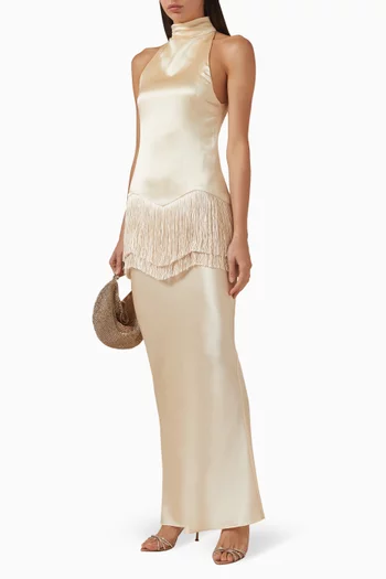 Khamsin Halter Maxi Dress in Silk-satin