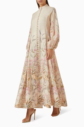 Floral-print Dress in Linen
