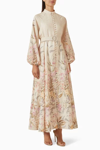 Floral-print Dress in Linen