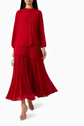 Pleated Panel Maxi Dress