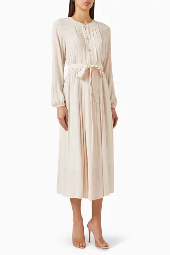 فستان بحزام وطيات