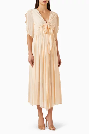 Tie-up Gathered Dress