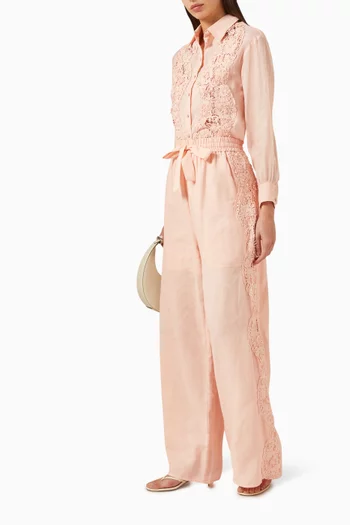 Lace-trimmed Shirt & Pants Set