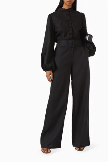 Belted Wide-leg Pants