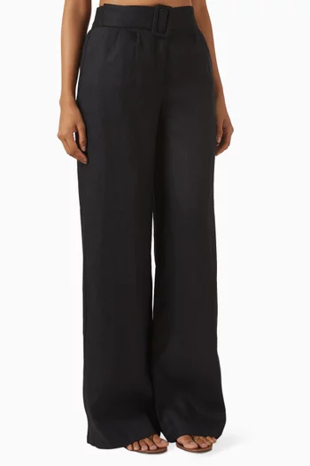 Belted Wide-leg Pants