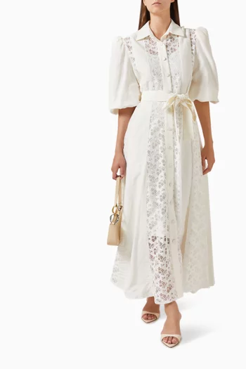 فستان طويل بنمط قميص بحزام