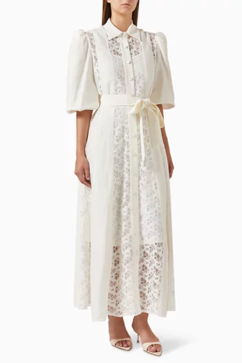 فستان طويل بنمط قميص بحزام