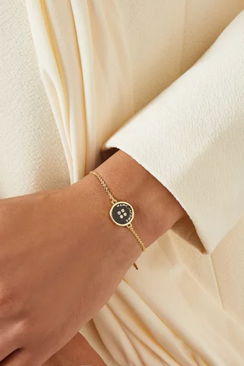 سوار سلسلة بتصميم زر بشعار الماركة نحاس مطلي