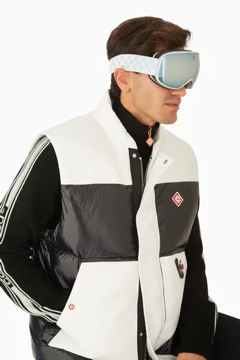 نظارة تزلج بشريط مزين بشعار الماركة أسيتات