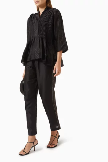 طقم قميص وبنطال مطرز