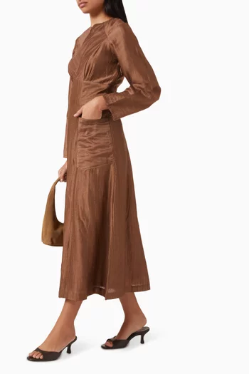 فستان متوسط الطول بحياكة