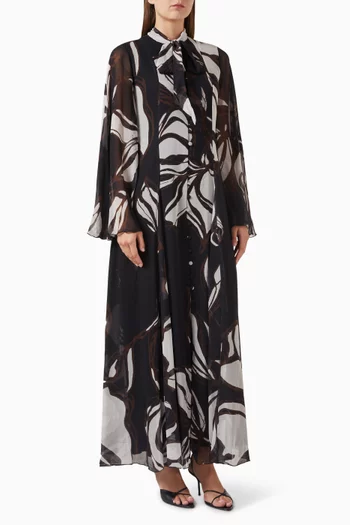 Floral-print Scarf-tie Maxi Dress in Chiffon