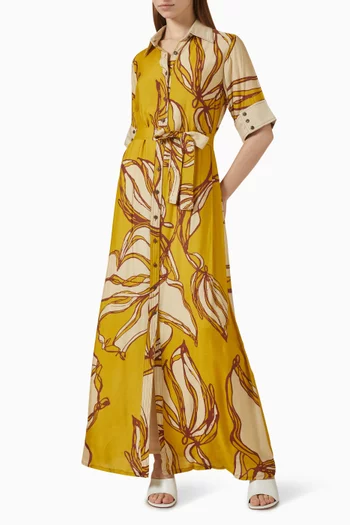 Floral-print Belted Maxi Dress