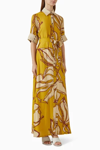 Floral-print Belted Maxi Dress