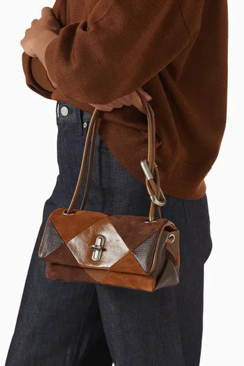The Mini Dual Patchwork Shoulder Bag in Leather & Suede