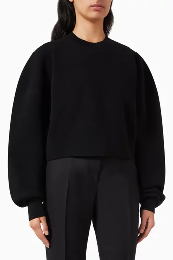 سويت شيرت منسوج من مزيج صوف بكر بارز الملمس