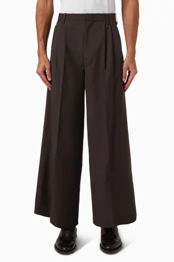 Pleated Wide-leg Pants in Wool