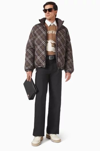 جاكيت سنو داون بتصميم بوجهين مبطن بالزغب ونقشة مربعات