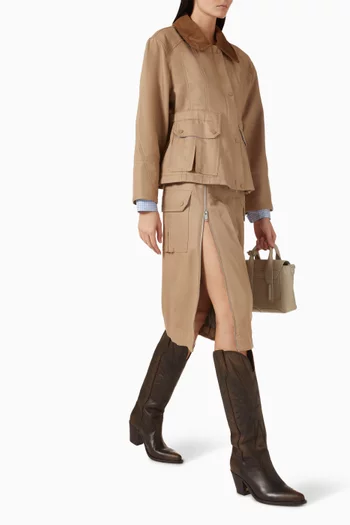 Crop Flounce Combo Jacket in Cotton
