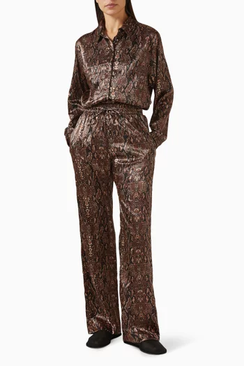 Snake-print Pants in Satin