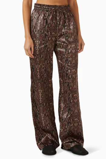 Snake-print Pants in Satin