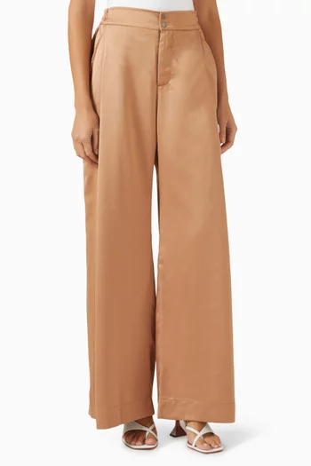 Clair Wide-leg Pants in Satin