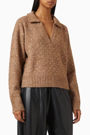 Nibani Rhinestone Sweater in Wool