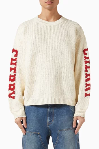 Logo-intarsia Sweater in Cotton