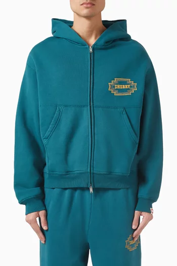 Embroidered Navajo Zip Up Hoodie in Cotton