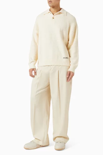 سترة بولو بنسيج بارز الملمس مزيج قطن