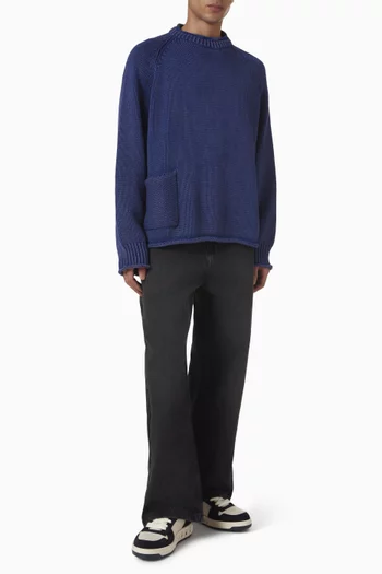 Raw-edge Roll-neck Sweater in Knit