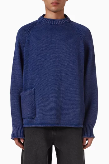 Raw-edge Roll-neck Sweater in Knit