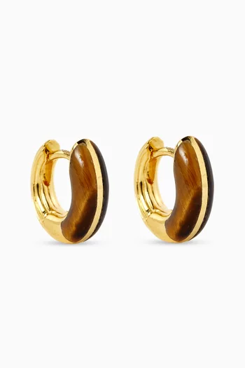 Mini Locus Solus Tiger Eye Earrings in 18kt Gold Vermeil