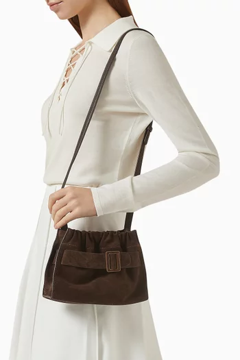 Square Scrunchy Bag in Calfskin Suede