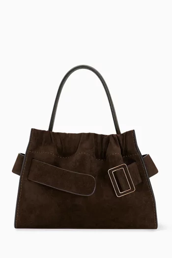 Square Scrunchy Bag in Calfskin Suede