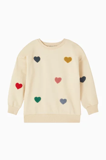 سويت شيرت لو بنقشة قلوب قطن تيري عضوي