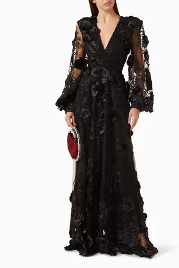 Chimera Floral-appliqué Gown