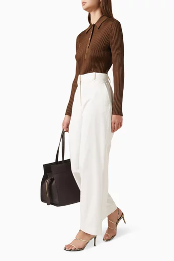 Vin Ribbed Polo Top in Viscose