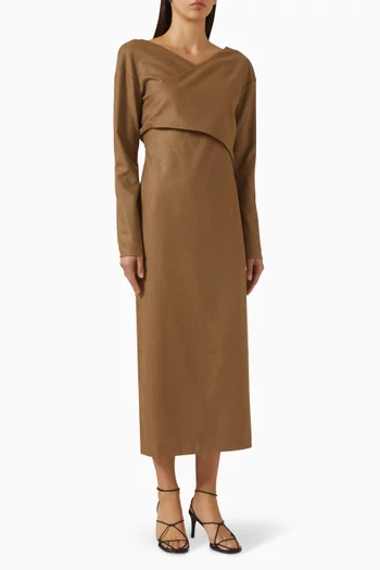 Aubrey Wrap Dress in Wool-blend